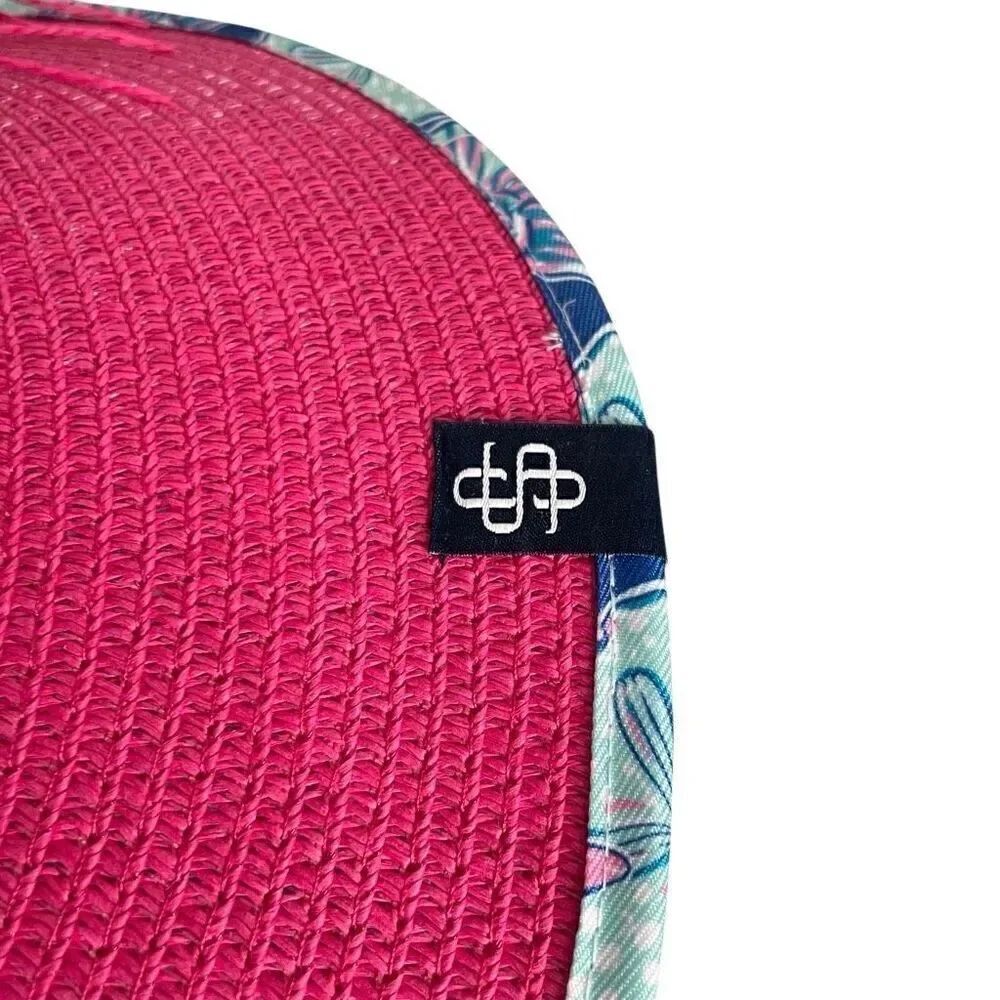 Simply Southern Womens Preppy Straw Hat O/S Salty Pink Beach Vacation Wide Brim - Picture 4 of 6